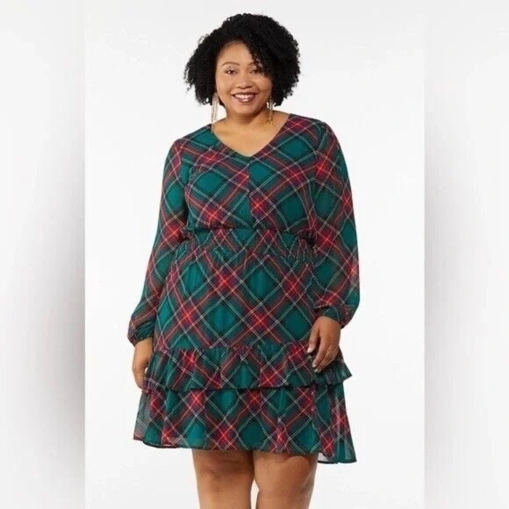 Cato | Plus Size Smocked Waist Plaid Dress Various Sizes Available